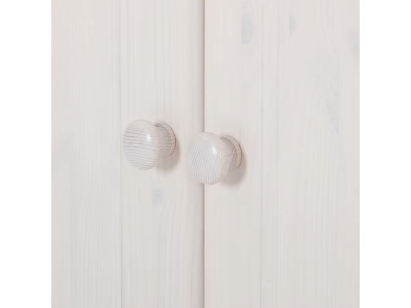 Kit com 3 estantes com portas nas laterais em Madeira Maciça – na cor branco lavado | Coleção Biblioteca
